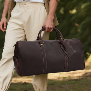 Vendita calda in vera pelle da uomo sport palestra borsone con chiusura a cerniera per il fine settimana bagaglio da viaggio - Product Image 2