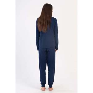 Ensemble de pyjama pour femmes XXL à col rond et manches longues, en spandex respirant, avec manchettes ovales, robe sexy, lingerie avec taille élastique pour la maison - Product Image 1