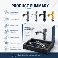 Robinet de lavabo moderne en plastique à un seul trou avec cartouche céramique, monocommande, bec extractible pour eau froide, pour lavabo de salle de bain