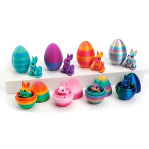 Juguete Flexible Articulado de Conejo Impreso en 3D, Decoración de Pascua para el Hogar y la Oficina, Relleno para Cestas de Pascua, Mini Conejo de Seda con Orejas y Huevo - Product Image 1