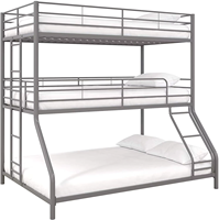 Lit superposé en métal noir au design moderne et réglable, idéal pour l'hôtellerie et les chambres à coucher