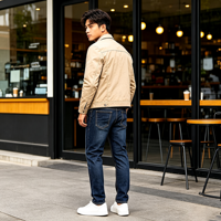 Jeans slim fit pour homme, denim en coton délavé foncé, cinq poches, classique, décontracté, pour tous les jours, avec rivets