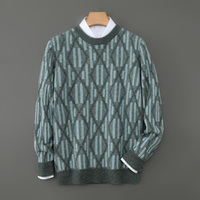 Pull en pure laine pour homme automne-hiver, col rond, blocs de couleur, épais, ample, tricoté, pull basique, support OEM/ODM