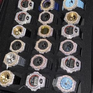 Boîtier de montre de luxe de haute qualité en moissanite sertie, lunette ronde, pièces de montre numérique, ton argenté, remplacement personnalisé écologique - Product Image 1
