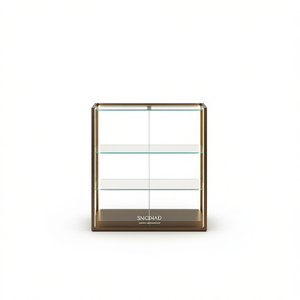 Vitrina de Hierro de 95x45x95 cm, Mostrador de Venta en Bronce con Estantes de Vidrio y Sistema de Iluminación Vertical - Product Image 2