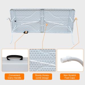 Hot Sale Indoor Outdoor Rectangular Catering Banquet Picnic <b>White</b> HDPE Plastic Folding Outdoor <b>Table</b> 4FT 120cm - Product Image 3