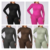 Grande taille vêtements de sport légers Slim Fit femmes à manches longues fermeture éclair complète sport Yoga hauts vestes d'entraînement trous pour les pouces