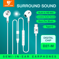 Écouteurs filaires Type-C, écouteurs intra-auriculaires avec micro et contrôle du volume, stéréo HiFi, réduction du bruit pour Android/iPhone 15