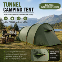 Tente tunnel imperméable de 3000 mm, tente de camping durable pour festivals, camping et pêche, installation facile