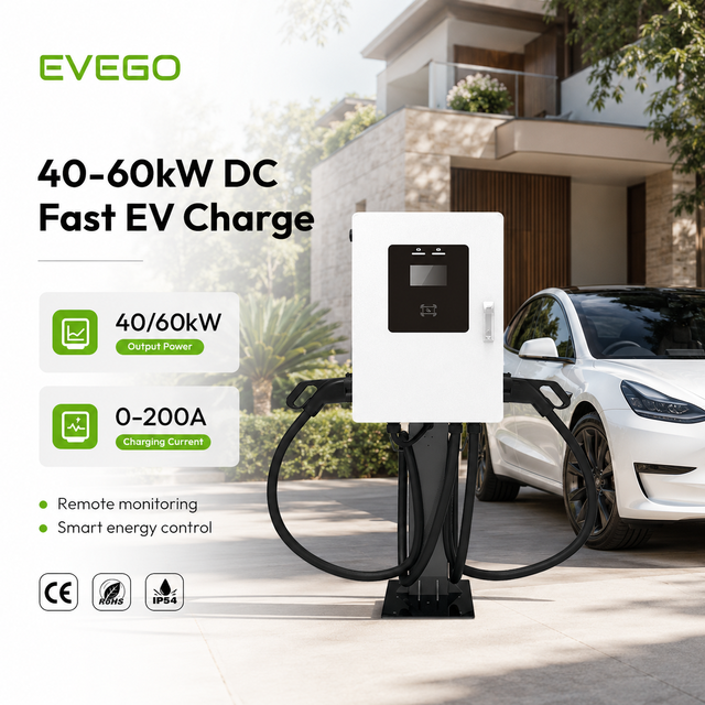 EVEGO Super Fast Wall-mounted Tesla EV Charger 40kW Family-style New OCPP1.6J OCPP 2.0.1 TUV Charging Station with Double Gun