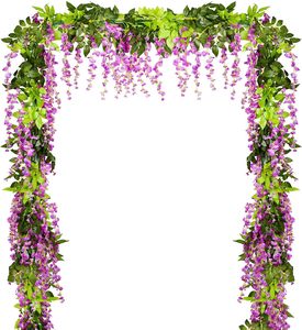 Guirlande de fleurs artificielles DAMAI Wisteria, 4 pièces, fleurs suspendues pour la maison, le jardin, les cérémonies en plein air, l'arche de mariage, la décoration florale - Product Image 3