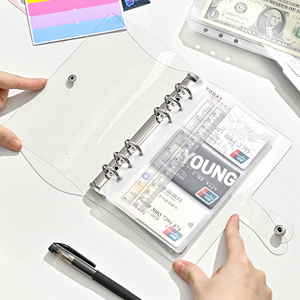 Tùy Chỉnh Máy Tính Xách Tay Ngân Sách Chất Kết Dính Rõ Ràng PVC Thư Mục Kế Hoạch 6 Nhẫn Chất Kết Dính Lỏng Lá Ràng Buộc A6 Chất Kết Dính - Product Image 5