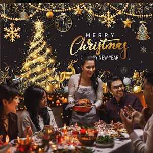 Toile de <span class=keywords><strong>fond</strong></span> pour fête de Noël - <span class=keywords><strong>Fond</strong></span> de scène <span class=keywords><strong>noir</strong></span> et or pour la photographie de l'arbre de Noël et du réveillon du Nouvel An - Décoration de fête - Product Image 5
