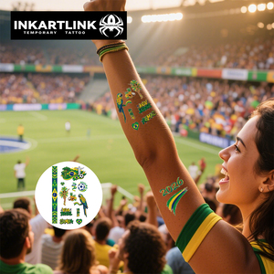 Tatuaggi Temporanei Brasile 2026 Mondiali Calcio Adesivi per Tifosi Neymar 10 Stile Samba Impermeabili Arte Corporea 3 Fogli per Adulti e Bambini - Product Image 2