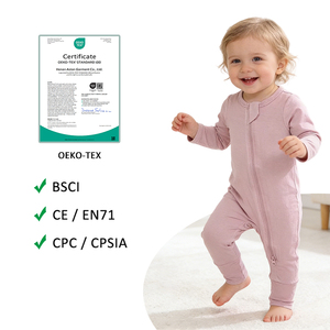 Đồ bộ liền thân chất liệu jersey trơn cho bé sơ sinh, bộ đồ ngủ có khóa kéo, bộ liền thân bằng vải tre cho trẻ sơ sinh - Product Image 2