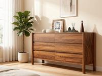 Lemari Laci 6 Laci Modern dengan Sambungan Kayu, Kabinet Penyimpanan Kayu Bergaya Mid-Century untuk Kamar Tidur, Rumah Sakit, Ruang Tamu, Ramah Lingkungan