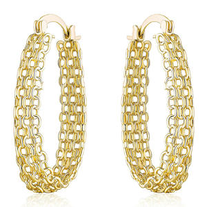 Orecchini a Cerchio con Catena Dorata, Placcati in Oro 18K, in Lega di Zinco, Gioielli alla Moda per Donna, Orecchini Grandi e Vistosi per Feste - Product Image 1