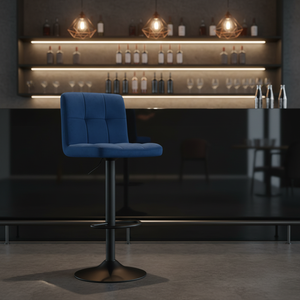 Adjustable Swivel Mechanism Design bar Stool Swivel Chair with High Density <strong>Foam</strong> Black Simple Counter <strong>Seating</strong> - Product Image 1