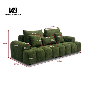 Ensemble <span class=keywords><strong>de</strong></span> canapés sectionnels modernes haut <span class=keywords><strong>de</strong></span> gamme VL, couleur crème, avec accoudoirs épais et nervurés, pour salon - Product Image 3