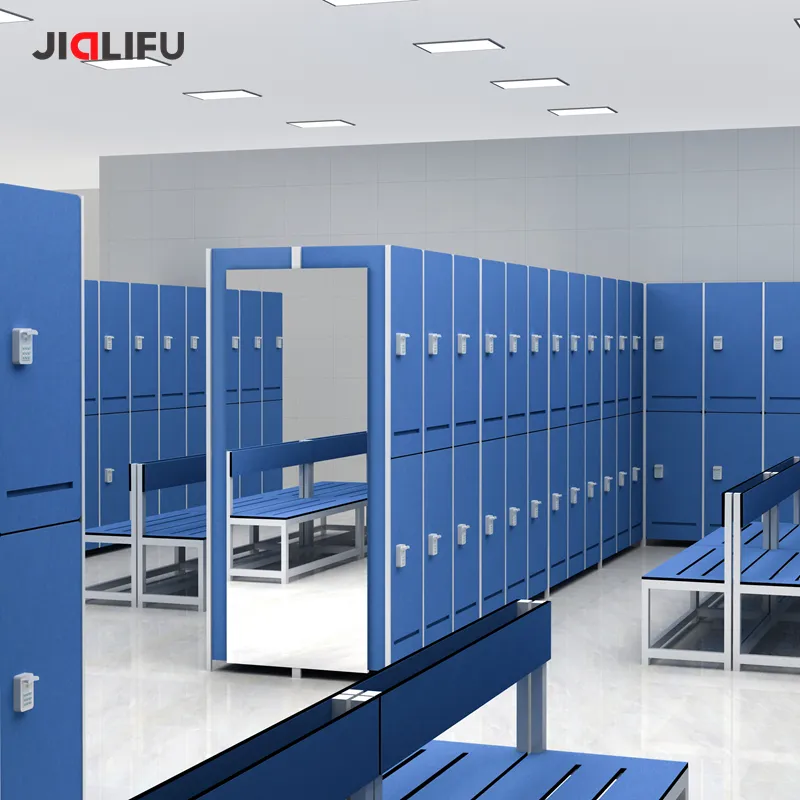 Waterproof compact laminate gym lockers and bench