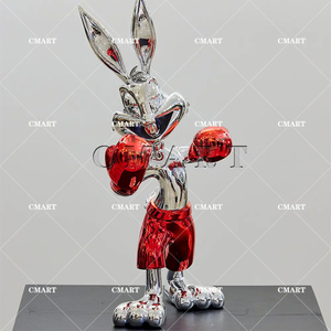 Escultura de resina brillante de Bugs Bunny, el conejo boxeador, estilo Pop Art, con logotipo de marca, para decoración de escritorio y gabinete, artesanía de animales de dibujos animados. - Product Image 4