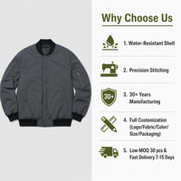 Blouson Bomber Homme Personnalisé Résistant à l'Eau, Blouson de Pilote avec Poches Utilitaires, Marque Privée, Streetwear, Manteau Technique d'Entraînement, Veste Universitaire
