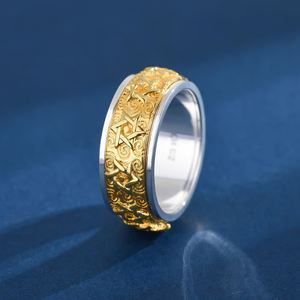 Anillo Giratorio Hexagrama Antiguo para Hombre, Anillo de Dedo Índice, Alivia el Estrés, Anillos Religiosos que Atraen la Riqueza - Product Image 3