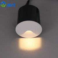 Moderne 3W LED escalier lumière cercle intérieur extérieur blanc sable noir avec faisceau étroit lampes murales en aluminium