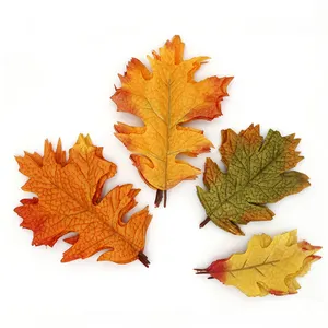 Thanksgiving Day Decoration 7 Inches Large Fake Autumn Leaf For Photo Props Artificial Fall Maple Leaves