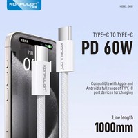 KONFULON Le plus récent câble de données 60W Type-C à Type-C Câble tressé pour la charge rapide du téléphone