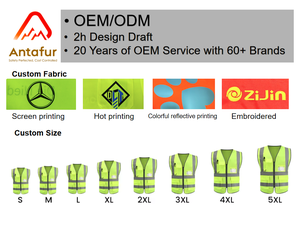 เสื้อกั๊กนิรภัยโพลีเอสเตอร์สะท้อนแสงสำหรับงานก่อสร้างชุดทำงานด้านความปลอดภัยทางถนนระบายอากาศได้ดีแขนกุดรุ่น Ansi Class 2 - Product Image 2