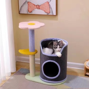 Kingtale Pet Leverancier Natuur Sisal <span class=keywords><strong>Scratcher</strong></span> Met Kat Gezellig Pluizige Baars Kattenboom Voor Indoor Katten