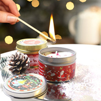Bougie sans fumée à base de cire de soja végétale, ronde, en coffret cadeau pour les fêtes, décoration de fête de Noël, vente en gros en Chine