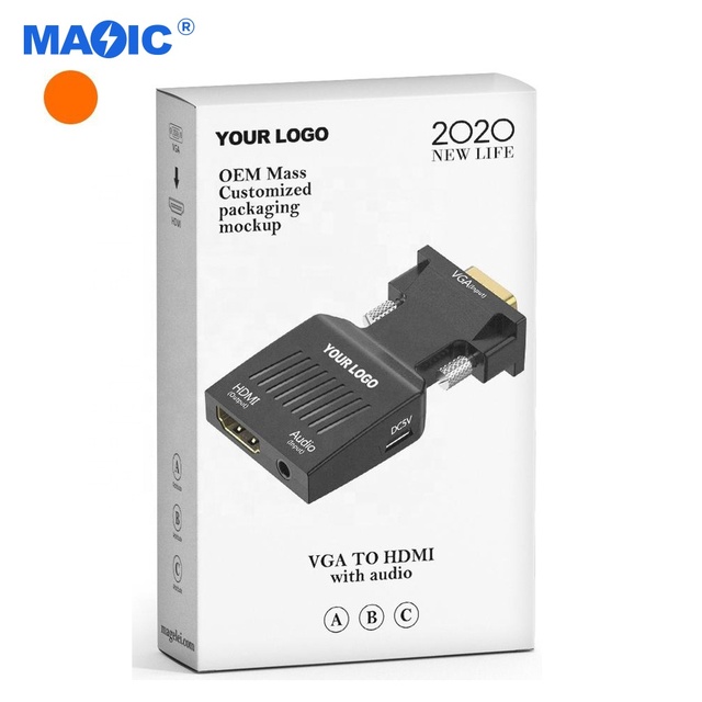 Promote 1080P VGA(Input) to HDMI(Output ) Adapter Male to Female Converter with 3.5MM Audio USB Cable VGA to HDMI for Projector