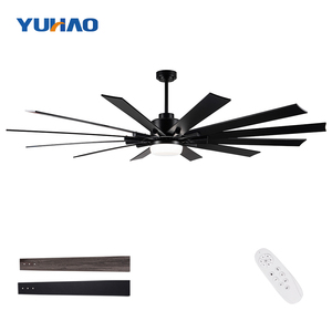 84 inch 12 Blades điện trang trí đèn quạt BLDC hiện đại LED Đen Quạt trần lớn - Product Image 1