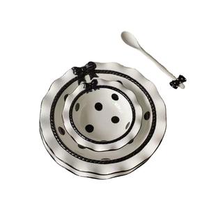 Cute Bow Ceramic <b>Dessert</b> Plate Eco-Friendly Disposable Hand-painted Korean Instagram 5inch/8inch Round Fruit Plate - Product Image 1