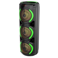 CSX-8881 20W Lecteur radio musical portable USB/AUX/BT avec lumière RGB, microphone filaire, 3*8" Haut-parleur audio en plastique alimenté par batterie