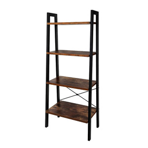 Retro Industrial Ladder <b>Shelf</b> 5 Tier Iron Wood Standing Office Organizer Multifunctional Storage <b>Rack</b> - Product Image 3