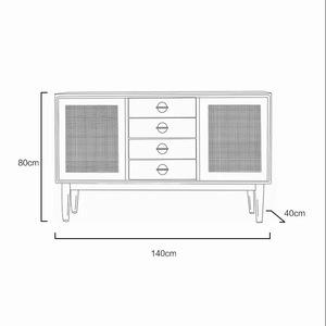 Japanese-style multi-functional rattan <b>sideboard</b>, modern minimalist style, double-door, fully assembled chest of drawers made - Product Image 4