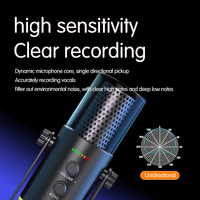 Microphone dynamique professionnel USB et XLR pour enregistrement de podcast, bras de microphone, lumière RGB pour jeux, microphone dynamique USB pour podcasts, vidéos, streaming