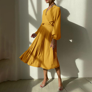 Nouvelle <span class=keywords><strong>Robe</strong></span> d'été personnalisée pour <span class=keywords><strong>femme</strong></span>, sexy, à manches bouffantes, col en V croisé, décontractée, élégante, florale, moulante, pour bal de promo - Product Image 6