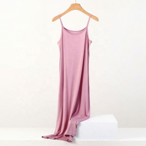 Camicia da Notte Lunga Aderente in Cotone Modal per Donna, <span class=keywords><strong>Abito</strong></span> Sottoveste Tinta Unita per Primavera ed Estate - Product Image 6