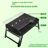 Barbecue portable pliable en acier noir avec surface antiadhésive pour le camping et l'utilisation en extérieur dans le jardin