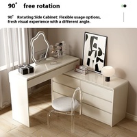 Table de maquillage intégrée en bois massif haut de gamme, style crème, simple et moderne, pour chambre principale