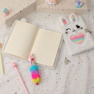 Kids Fluffy Writing <b>Journal</b> Notebook Rabbit Diary for Girls With Lock Plush Fox Toys Gift for Teen Girls - Product Image 3