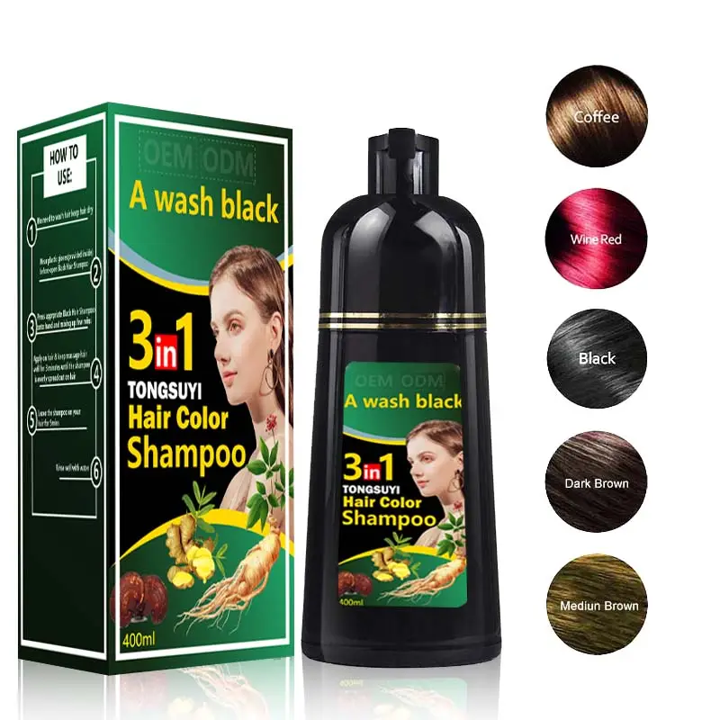 Commercio all'ingrosso di alta qualità 100 per cento copertura grigio capelli bianchi Shampoo nero tinture per capelli neri shampoo per il colore dei capelli grigi