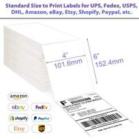 Étiquettes d'expédition pliables autocollantes thermiques blanches 4x6 imperméables pour supermarchés, vente en gros d'usine, 100x150