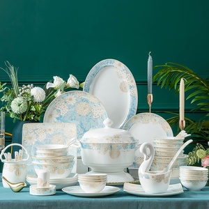 Vaisselle en céramique de Jingdezhen, bols et services de vaisselle en porcelaine fine, vaisselle domestique, coffrets cadeaux, vente en gros, personnalisable - Product Image 6