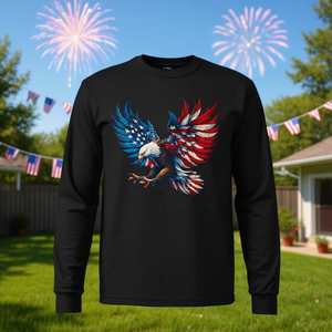 Camiseta patriótica de manga larga con bandera americana y águila calva, 4 de julio, Estados Unidos - Product Image 3