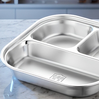 Boîte à lunch bento à grande capacité avec 5 compartiments, 1500 ml, en acier inoxydable, récipient divisé, passe au lave-vaisselle, pour adultes